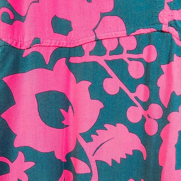 Boden Floral Midi Dress Sleeveless‎ V Neck Pink Teal Women's US 12 - Picture 5 of 6
